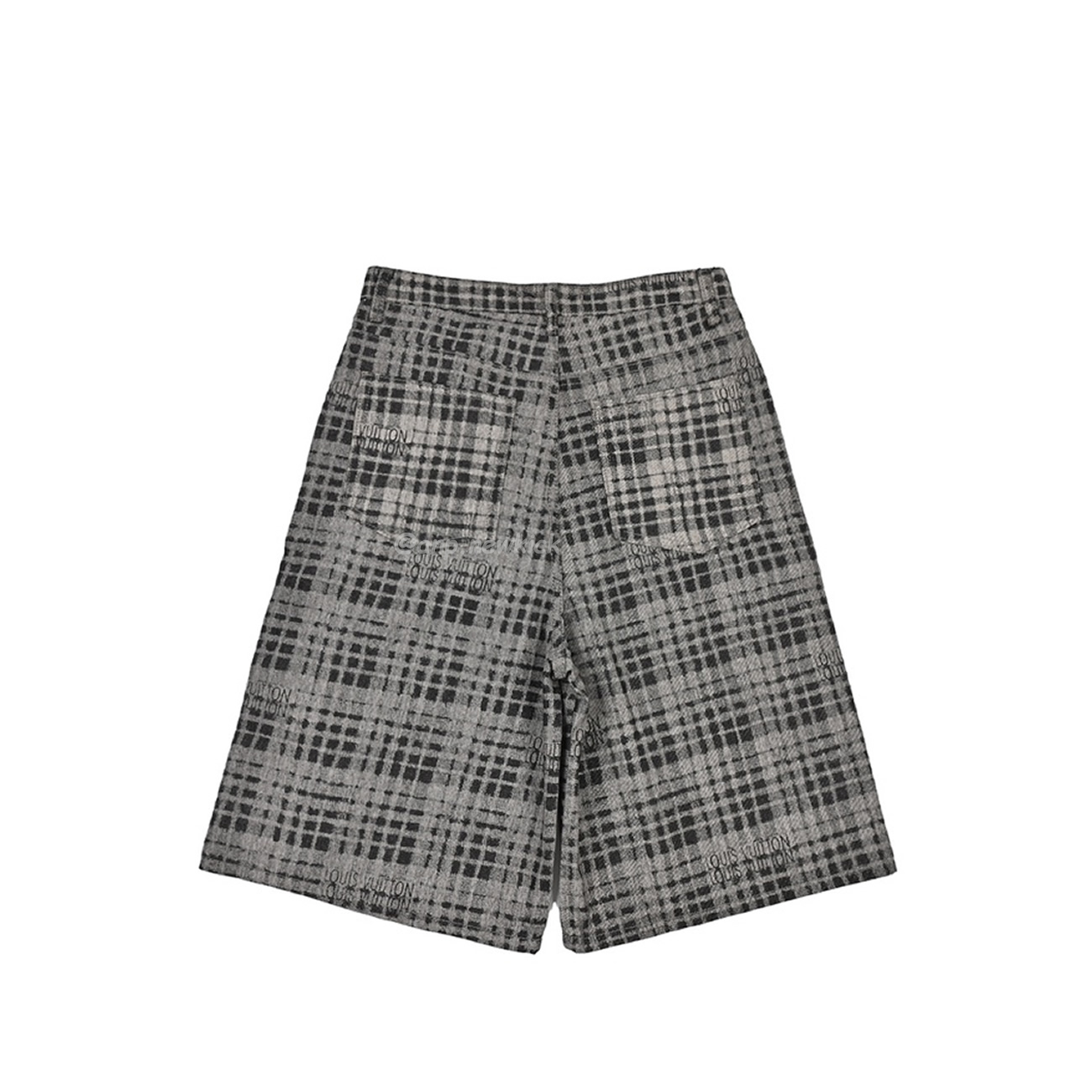 Louis Vuitton 1v 24ss Grey Checkerboard Printed Denim Shorts (5) - www.newkick.vip